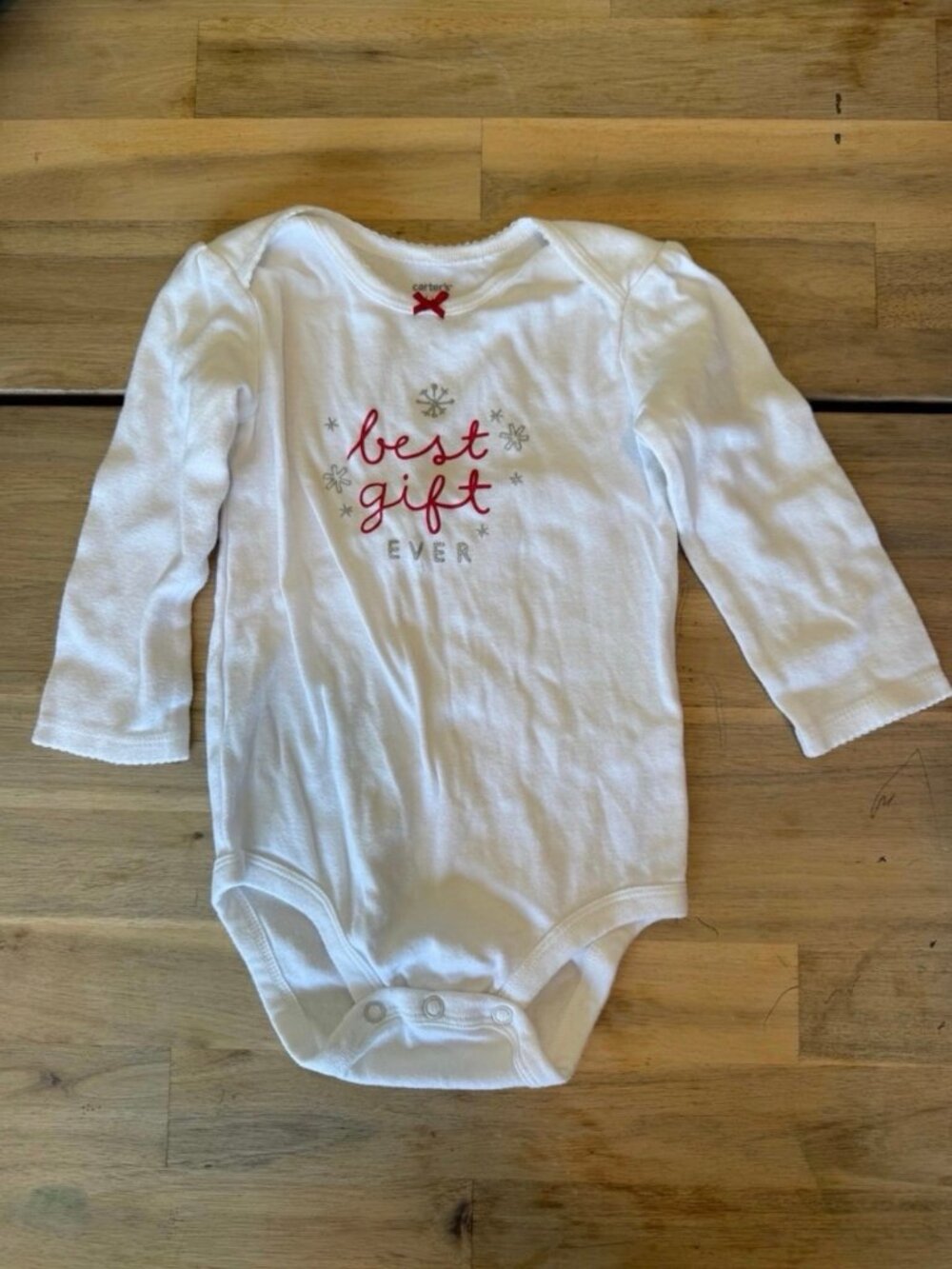 Carter's Best Gift Ever Christmas Bodysuit Onesie 18 Months White